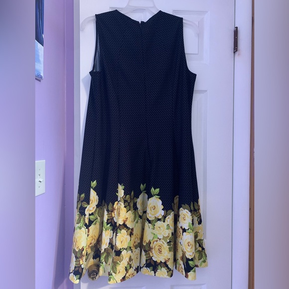 JONES STUDIO POLKA DOT AND ROSES A-LINE DRESS - Picture 4 of 5